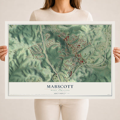 Map of Mabscott, West Virginia, 18 x 24 inch unframed archival matte print