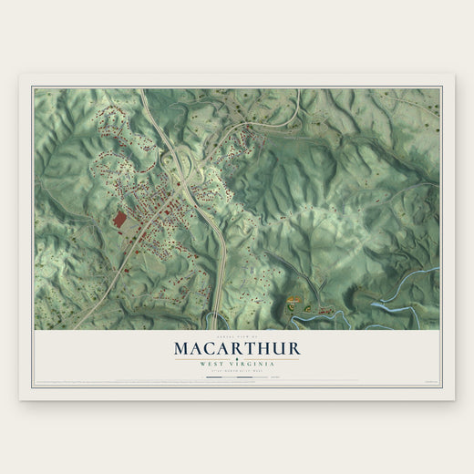 MacArthur, West Virginia map print, the full design