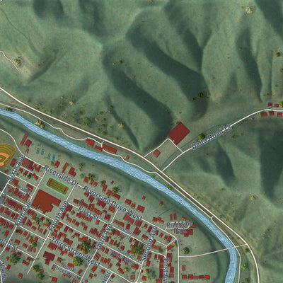 Second close-up of the map of Madison, West Virginia print showing more streets and buildings
