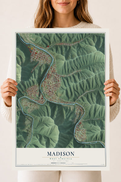 Map of Madison, West Virginia, 18 x 24 inch unframed archival matte print