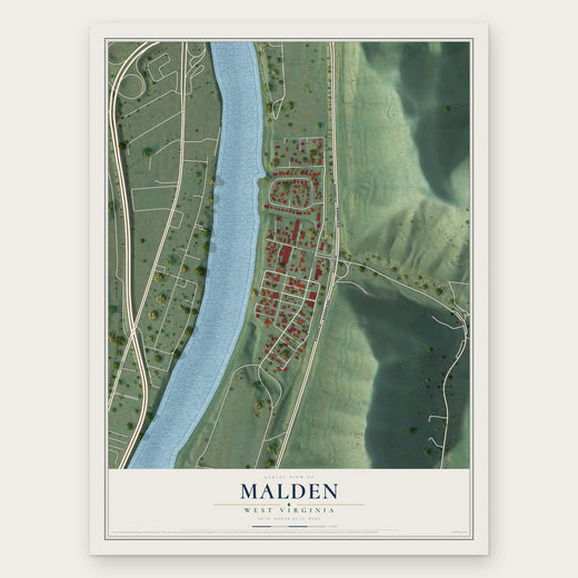 Malden, West Virginia map print, the full design