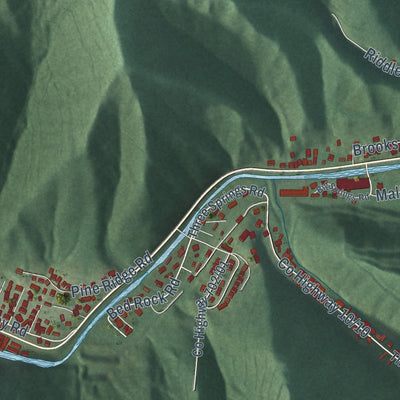 Close-up of the map of Mallory, West Virginia print showing street and building detail