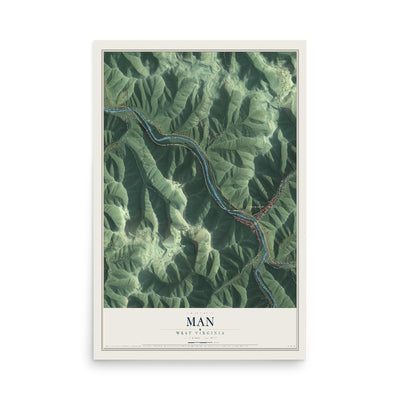 Map of Man, West Virginia, 12 x 18 inch unframed archival matte print