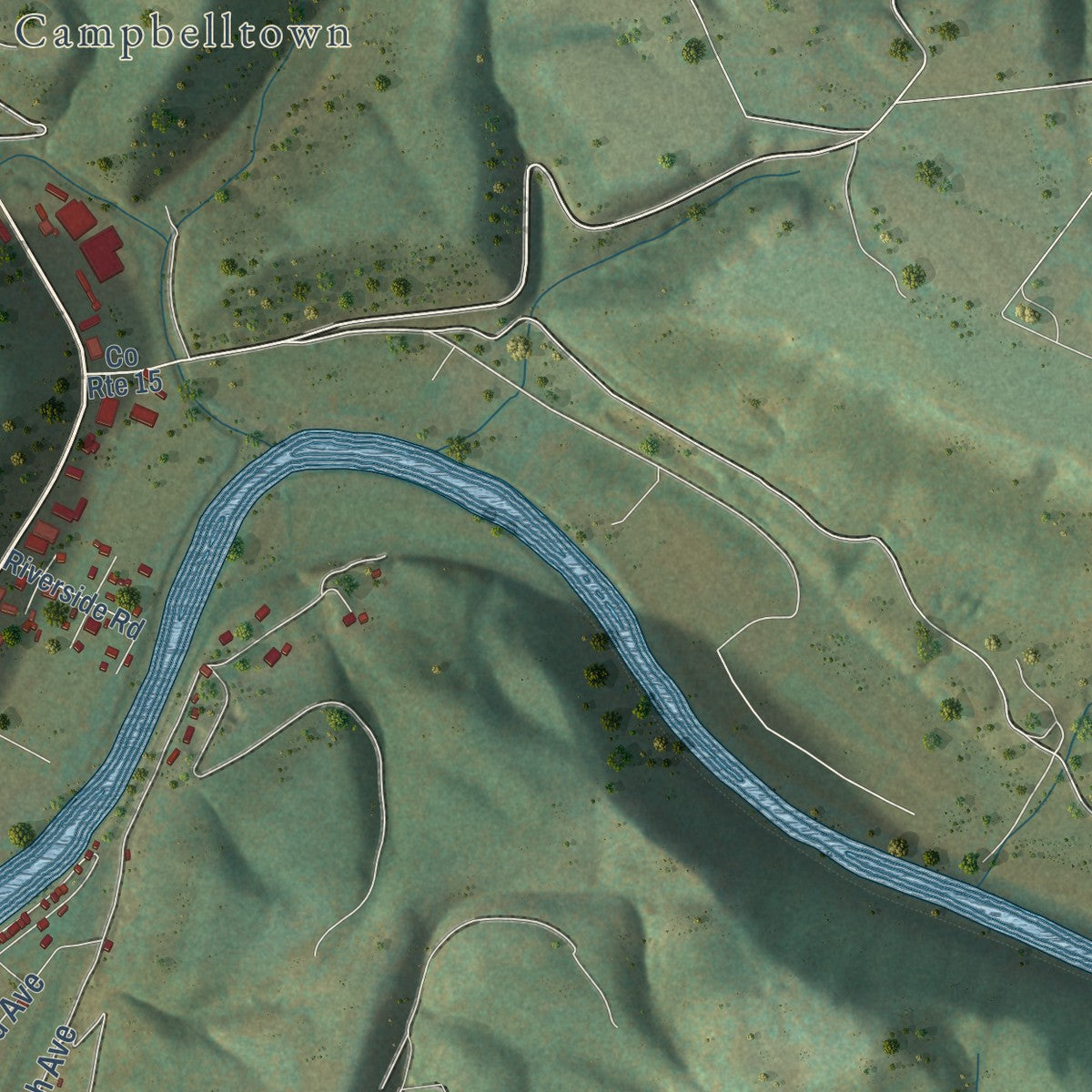 Second close-up of the map of Marlinton, West Virginia print showing more streets and buildings