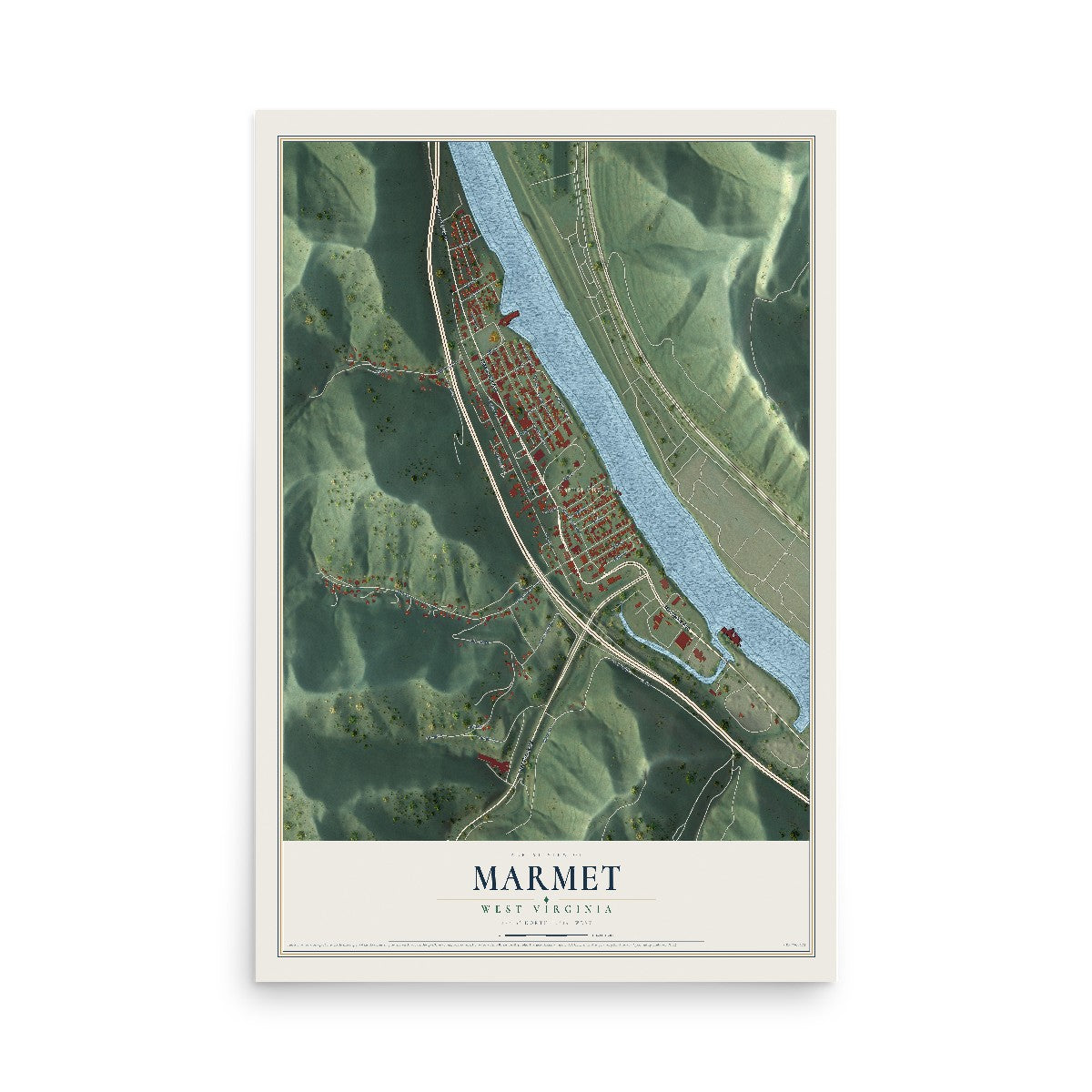 Map of Marmet, West Virginia, 12 x 18 inch unframed archival matte print
