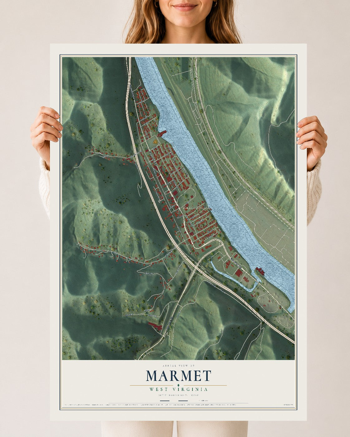 Map of Marmet, West Virginia, 24 x 36 inch unframed archival matte print