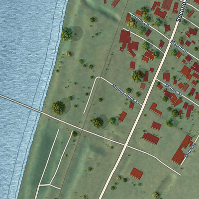 Second close-up of the map of Mason, West Virginia print showing more streets and buildings