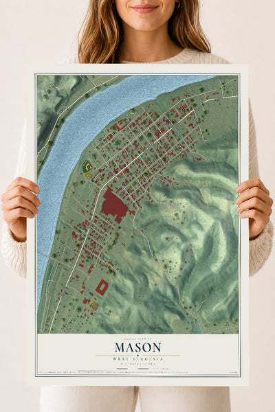 Map of Mason, West Virginia, 18 x 24 inch unframed archival matte print