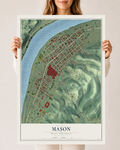 Map of Mason, West Virginia, 24 x 36 inch unframed archival matte print