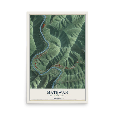 Map of Matewan, West Virginia, 12 x 18 inch unframed archival matte print