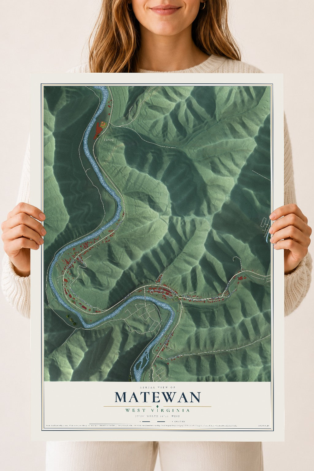 Map of Matewan, West Virginia, 18 x 24 inch unframed archival matte print