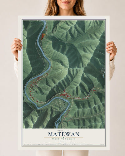 Map of Matewan, West Virginia, 24 x 36 inch unframed archival matte print