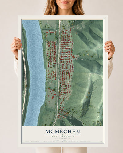 Map of McMechen, West Virginia, 24 x 36 inch unframed archival matte print