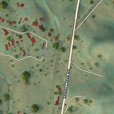 Second close-up of the map of Meadow Bridge, West Virginia print showing more streets and buildings