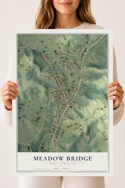 Map of Meadow Bridge, West Virginia, 18 x 24 inch unframed archival matte print