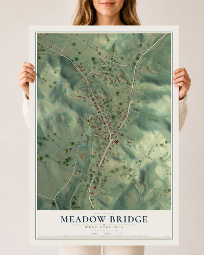 Map of Meadow Bridge, West Virginia, 24 x 36 inch unframed archival matte print