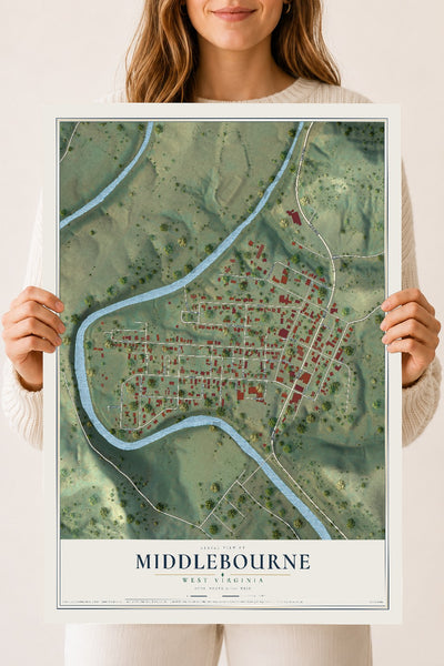 Map of Middlebourne, West Virginia, 18 x 24 inch unframed archival matte print