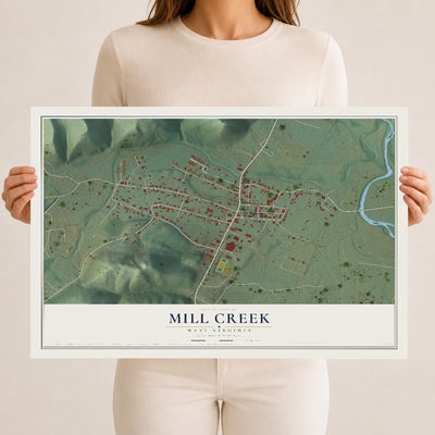 Map of Mill Creek, West Virginia, 12 x 18 inch unframed archival matte print