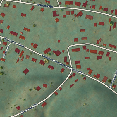 Second close-up of the map of Mill Creek, West Virginia print showing more streets and buildings