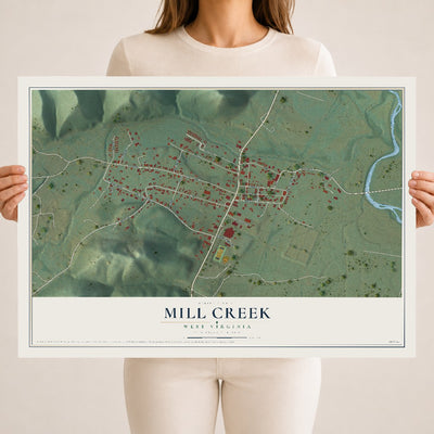 Map of Mill Creek, West Virginia, 18 x 24 inch unframed archival matte print