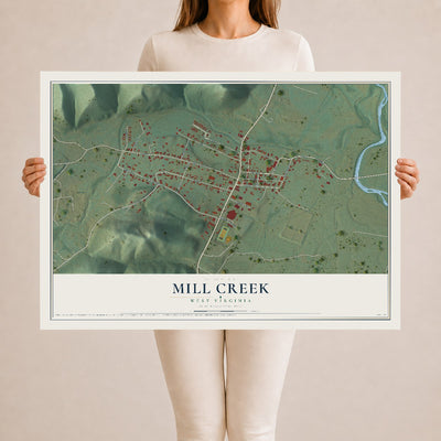 Map of Mill Creek, West Virginia, 24 x 36 inch unframed archival matte print
