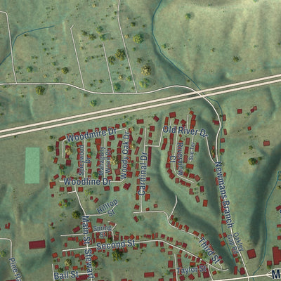 Second close-up of the map of Milton, West Virginia print showing more streets and buildings