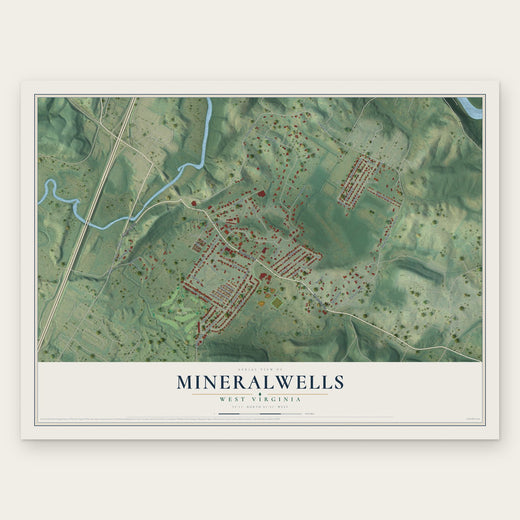 Mineralwells, West Virginia map print, the full design
