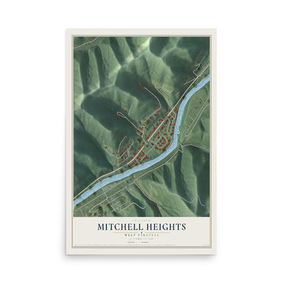 Map of Mitchell Heights, West Virginia, 12 x 18 inch unframed archival matte print