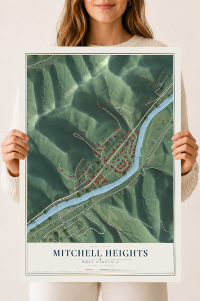 Map of Mitchell Heights, West Virginia, 18 x 24 inch unframed archival matte print