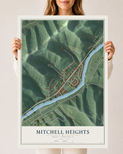 Map of Mitchell Heights, West Virginia, 24 x 36 inch unframed archival matte print