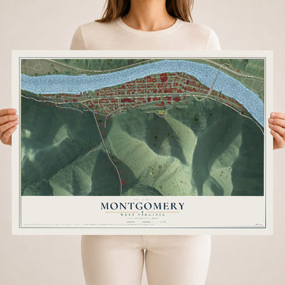 Map of Montgomery, West Virginia, 18 x 24 inch unframed archival matte print