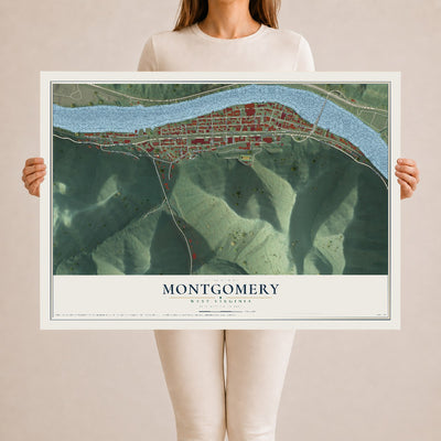 Map of Montgomery, West Virginia, 24 x 36 inch unframed archival matte print