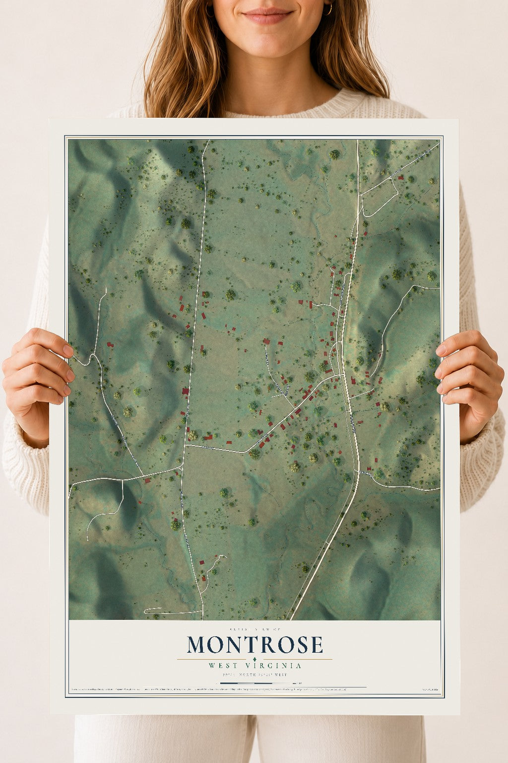 Map of Montrose, West Virginia, 18 x 24 inch unframed archival matte print