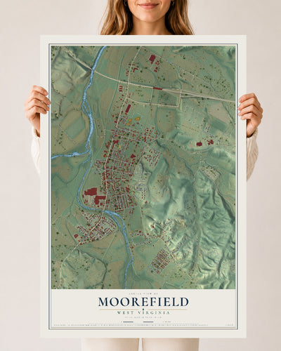 Map of Moorefield, West Virginia, 24 x 36 inch unframed archival matte print