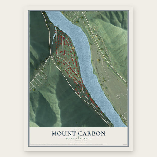 Mount Carbon, West Virginia map print, the full design