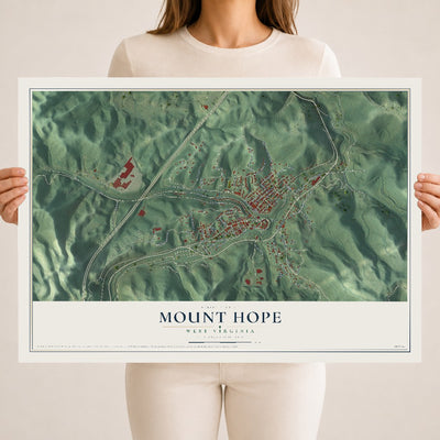 Map of Mount Hope, West Virginia, 18 x 24 inch unframed archival matte print