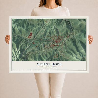 Map of Mount Hope, West Virginia, 24 x 36 inch unframed archival matte print