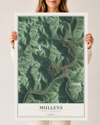 Map of Mullens, West Virginia, 24 x 36 inch unframed archival matte print