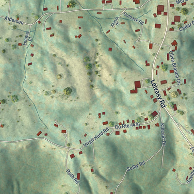 Close-up of the map of Nettie, West Virginia print showing street and building detail