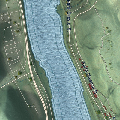 Second close-up of the map of New Cumberland, West Virginia print showing more streets and buildings