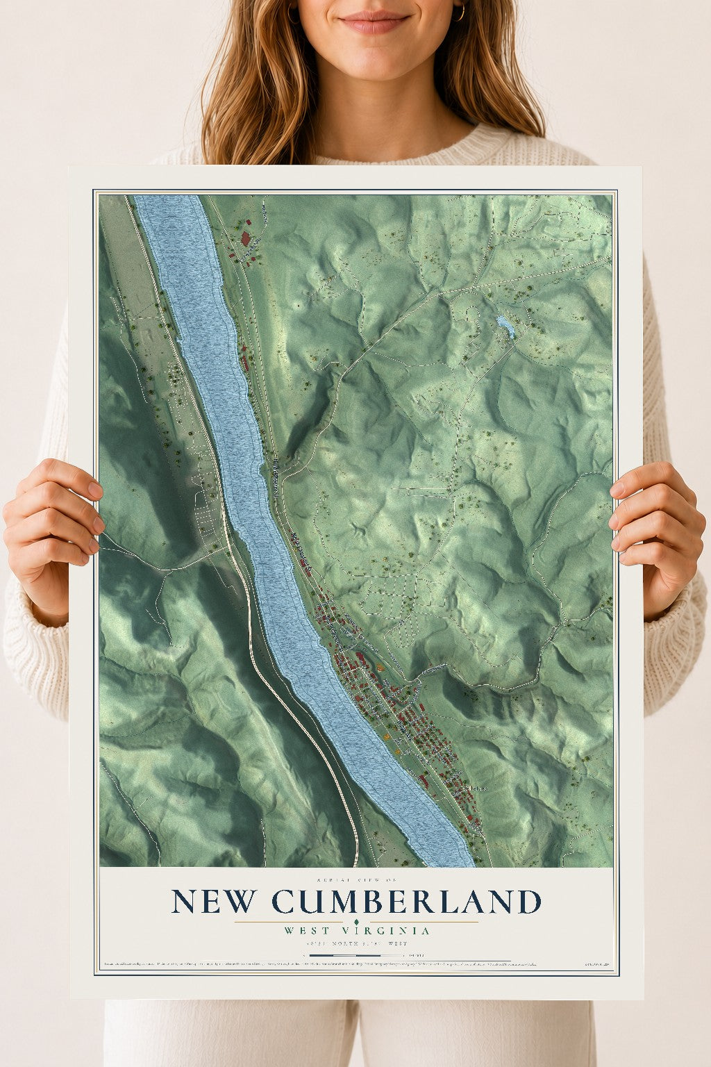 Map of New Cumberland, West Virginia, 18 x 24 inch unframed archival matte print