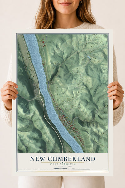 Map of New Cumberland, West Virginia, 18 x 24 inch unframed archival matte print