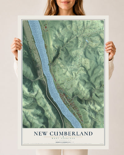 Map of New Cumberland, West Virginia, 24 x 36 inch unframed archival matte print