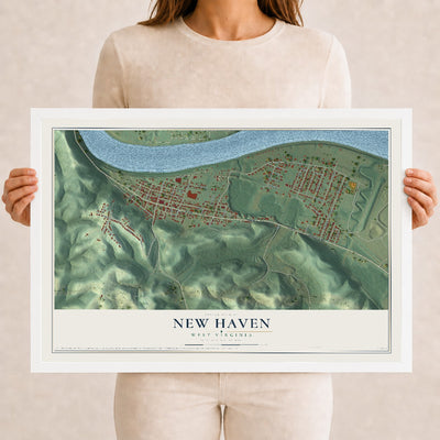 Map of New Haven, West Virginia, 12 x 18 inch print in a white wood frame