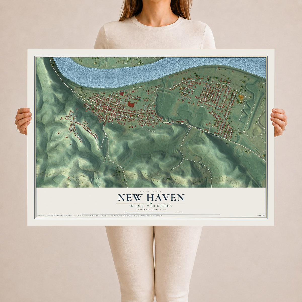 Map of New Haven, West Virginia, 24 x 36 inch unframed archival matte print