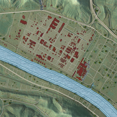 Second close-up of the map of Nitro, West Virginia print showing more streets and buildings