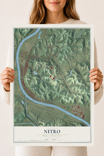 Map of Nitro, West Virginia, 18 x 24 inch unframed archival matte print