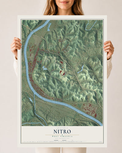 Map of Nitro, West Virginia, 24 x 36 inch unframed archival matte print