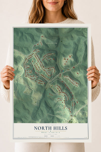 Map of North Hills, West Virginia, 18 x 24 inch unframed archival matte print