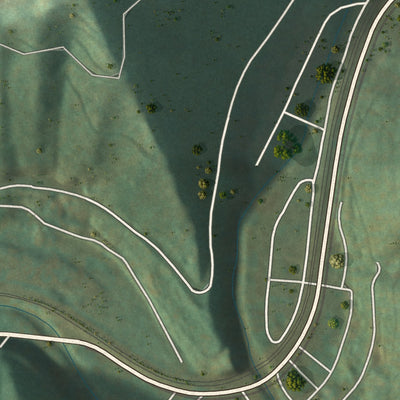 Second close-up of the map of Northfork, West Virginia print showing more streets and buildings